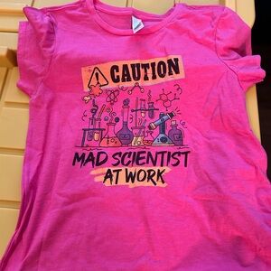 District Pink Caution Mad Scientist Kids T-Shirt